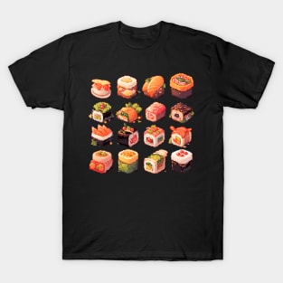 Cute Sushi Anime Food Pixel Art T-Shirt